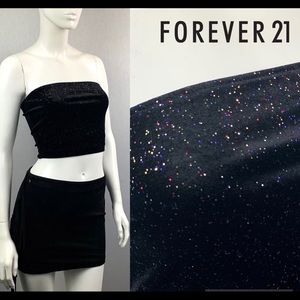 NEW Forever 21 Retro Glitter Velvet Crop Busty F21 Tube Top